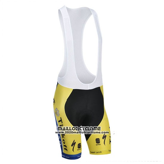 2014 Maillot Ciclismo Tinkoff Saxo Bank Bleu et Jaune Manches Courtes et Cuissard